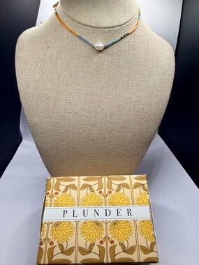 Plunder Turquoise Orange Blue Beaded Pearl Choker